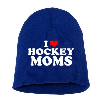 I Love Hockey Moms Funny Christmas Gift Short Acrylic Beanie