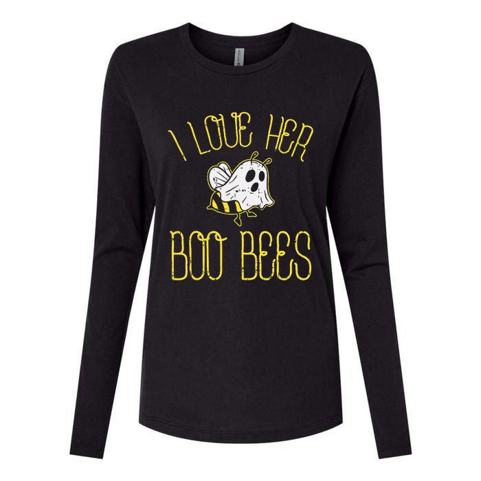 I Love Her Boo Bees Couples Halloween Womens Cotton Relaxed Long Sleeve T-Shirt