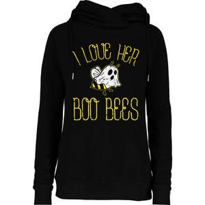 I Love Her Boo Bees Couples Halloween Womens Funnel Neck Pullover Hood