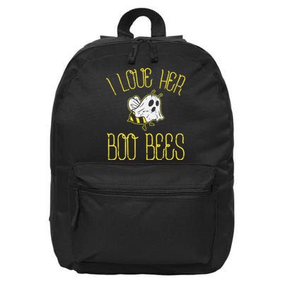 I Love Her Boo Bees Couples Halloween 16 in Basic Backpack