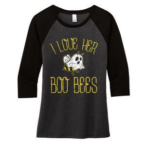 I Love Her Boo Bees Couples Halloween Women's Tri-Blend 3/4-Sleeve Raglan Shirt