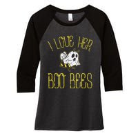 I Love Her Boo Bees Couples Halloween Women's Tri-Blend 3/4-Sleeve Raglan Shirt