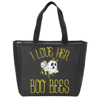 I Love Her Boo Bees Couples Halloween Zip Tote Bag