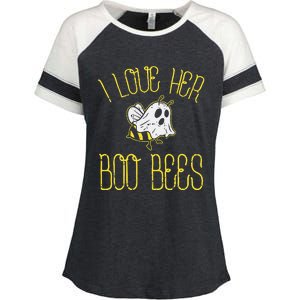 I Love Her Boo Bees Couples Halloween Enza Ladies Jersey Colorblock Tee