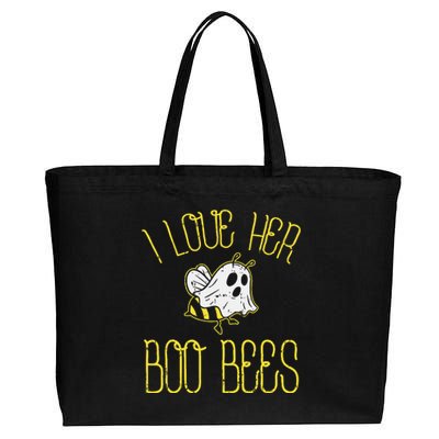 I Love Her Boo Bees Couples Halloween Cotton Canvas Jumbo Tote