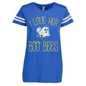 I Love Her Boo Bees Couples Halloween Enza Ladies Jersey Football T-Shirt