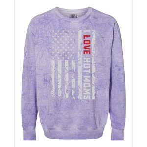 I Love Hot Moms American Usa Flag Gift Colorblast Crewneck Sweatshirt