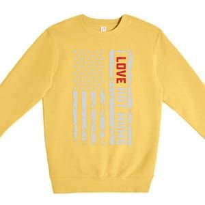 I Love Hot Moms American Usa Flag Gift Premium Crewneck Sweatshirt