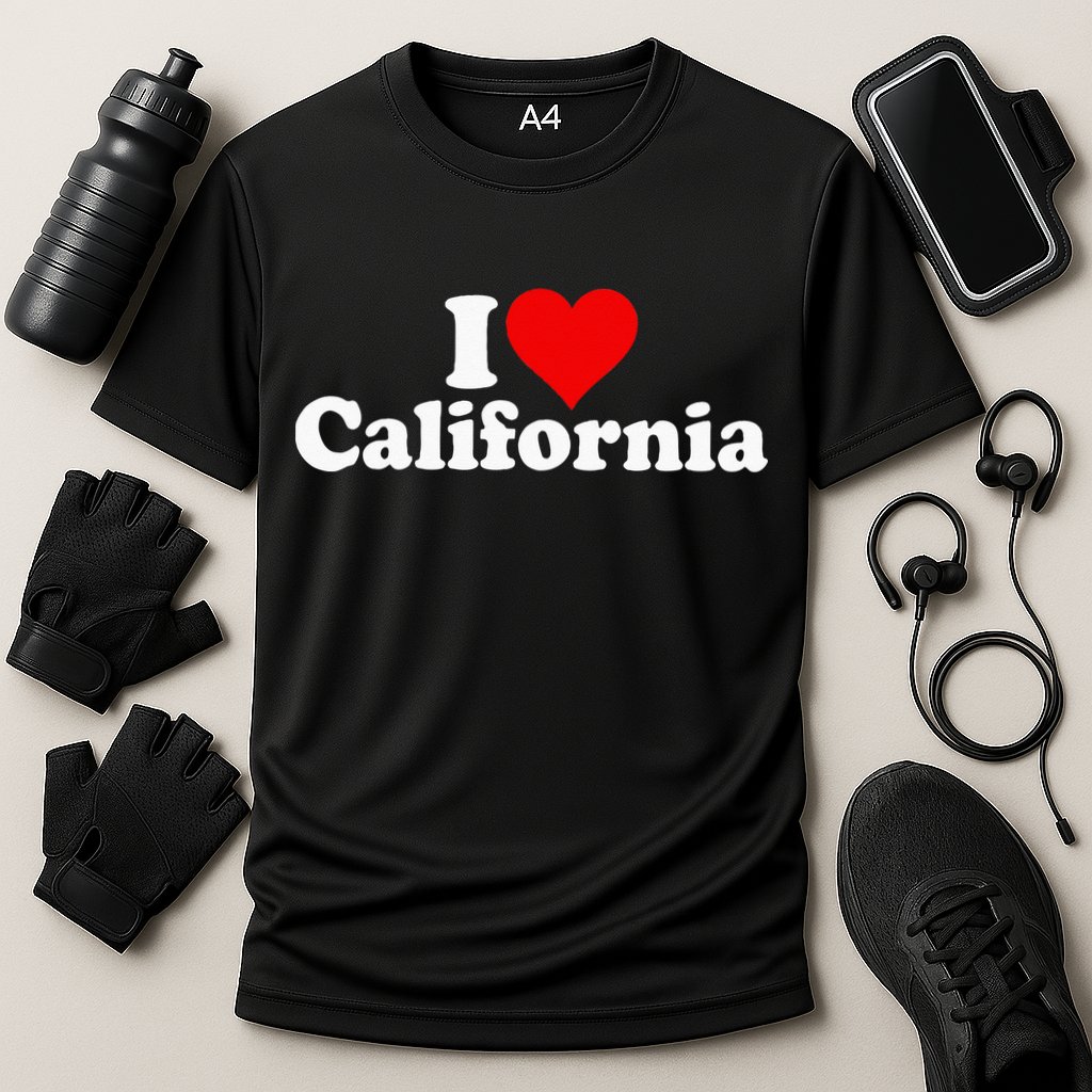 I LOVE HEART CALIFORNIA CALI STAT Cooling Performance Crew T-Shirt