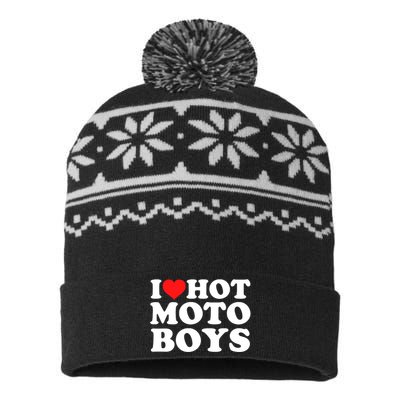 I Love Hot Moto USA-Made Snowflake Beanie