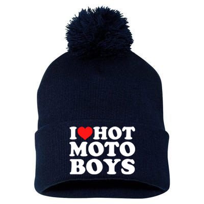 I Love Hot Moto Pom Pom 12in Knit Beanie