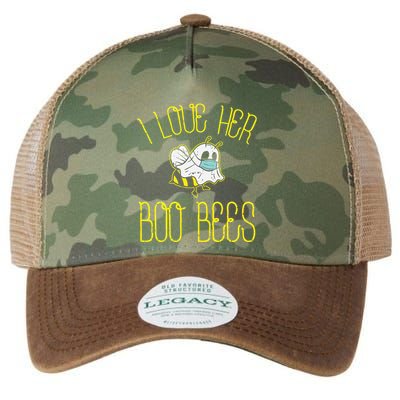 I Love Her Boo Bees Face Mask Matching Couple Legacy Tie Dye Trucker Hat