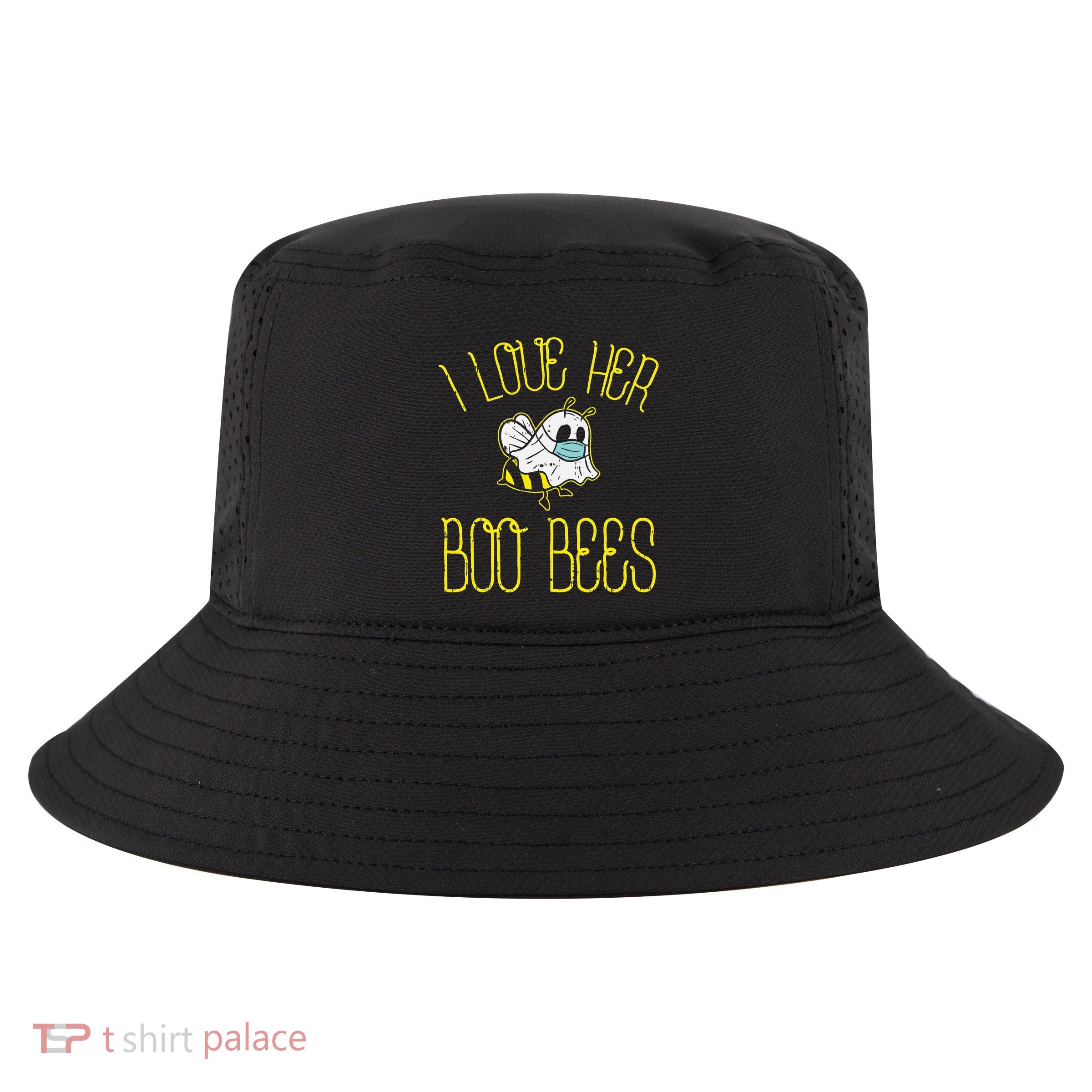 I Love Her Boo Bees Face Mask Matching Couple Cool Comfort Performance Bucket Hat