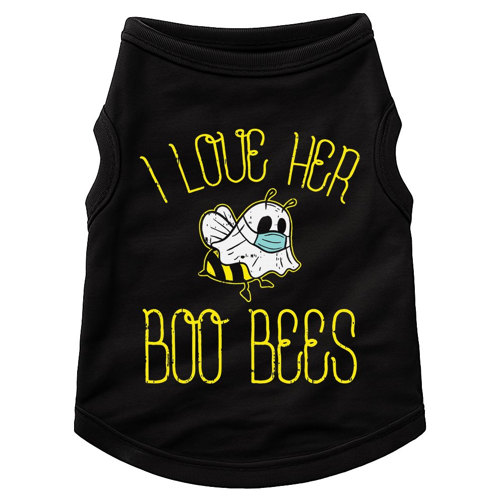 I Love Her Boo Bees Face Mask Matching Couple Doggie Tank