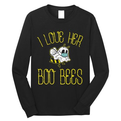 I Love Her Boo Bees Face Mask Matching Couple Long Sleeve Shirt