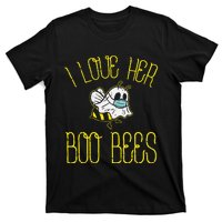 I Love Her Boo Bees Face Mask Matching Couple T-Shirt