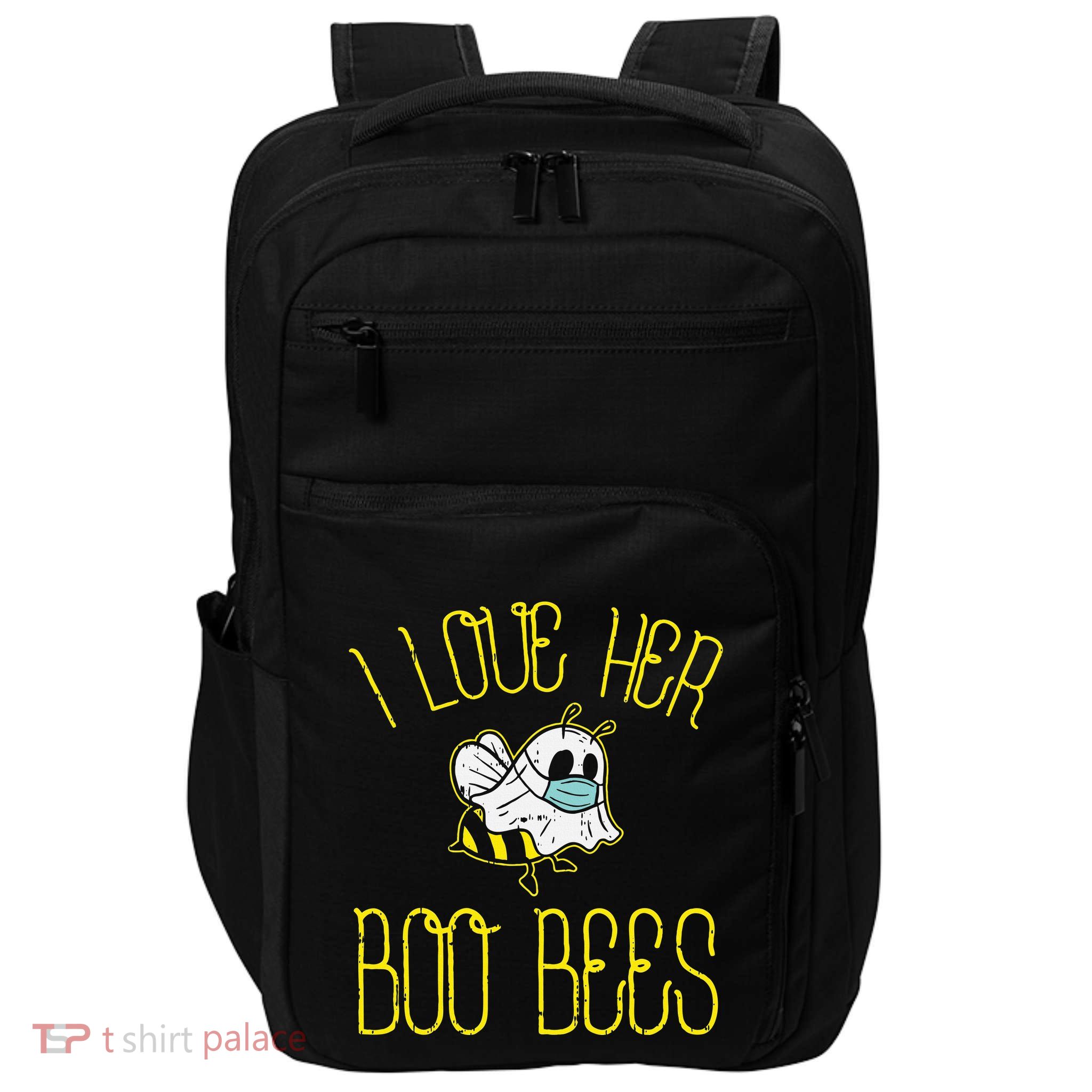 I Love Her Boo Bees Face Mask Matching Couple Impact Tech Backpack
