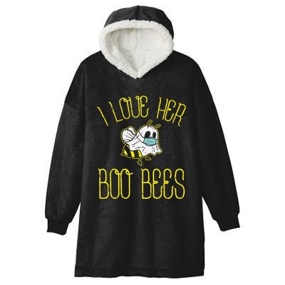 I Love Her Boo Bees Face Mask Matching Couple Hooded Wearable Blanket