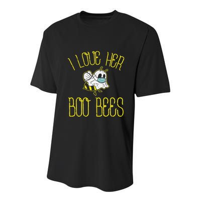 I Love Her Boo Bees Face Mask Matching Couple Youth Performance Sprint T-Shirt