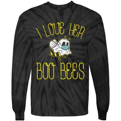 I Love Her Boo Bees Face Mask Matching Couple Tie-Dye Long Sleeve Shirt