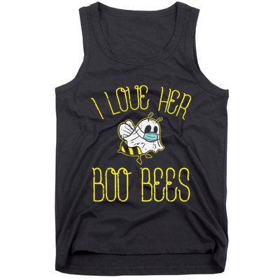I Love Her Boo Bees Face Mask Matching Couple Tank Top