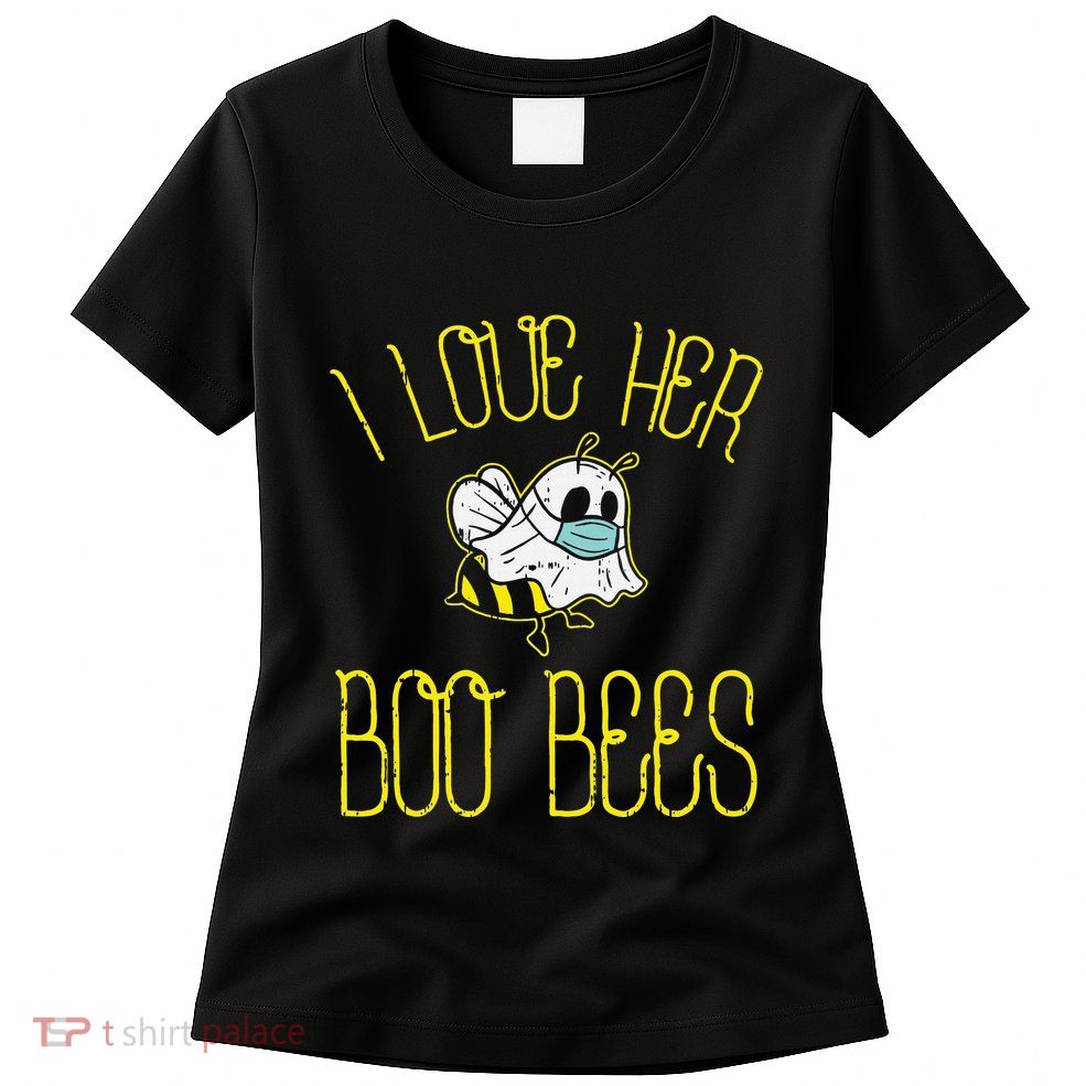 I Love Her Boo Bees Face Mask Matching Couple Womens T-Shirt