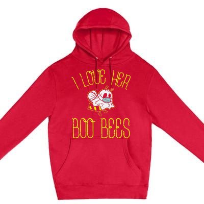 I Love Her Boo Bees Face Mask Matching Couple Premium Pullover Hoodie