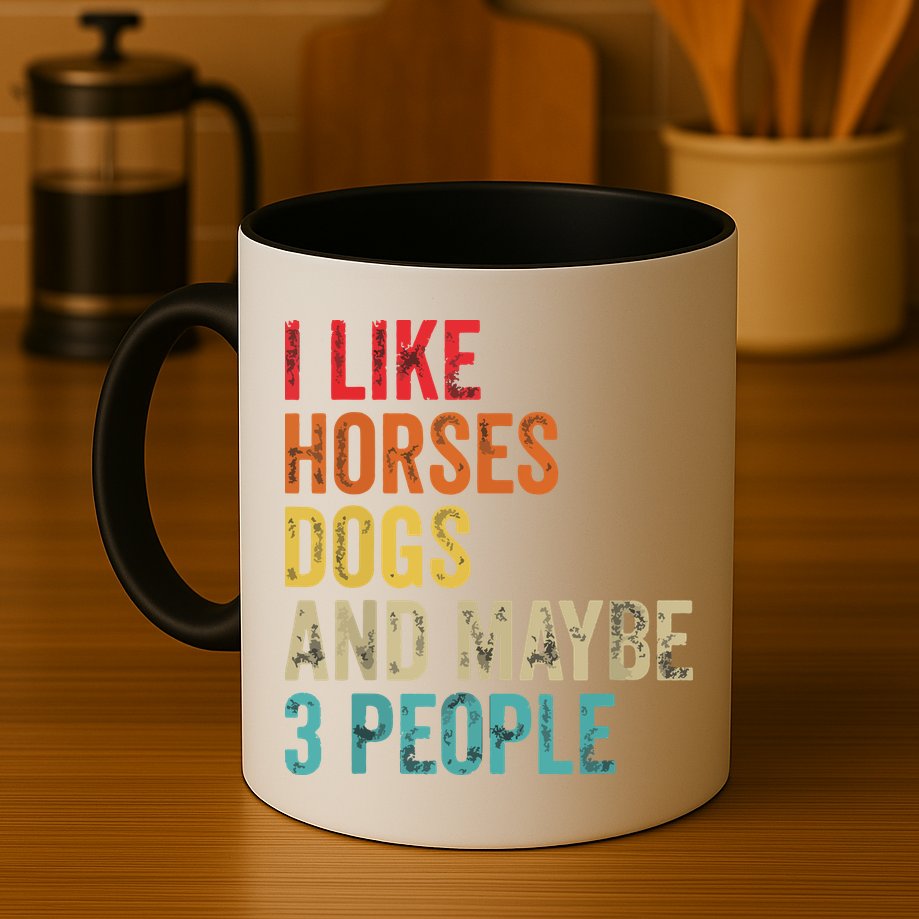 I Like Horses Dogs Maybe 3 People Horse Rider Dog Lover Mug