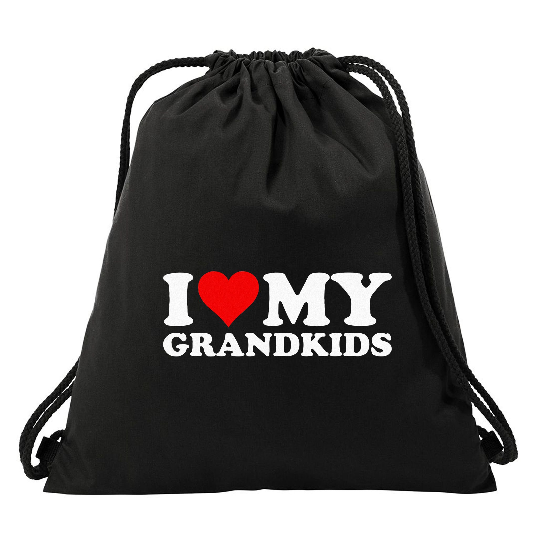 I LOVE HEART MY GRANDKIDS GRANDCHILDREN GRAND DAUGHTER SON Drawstring Bag
