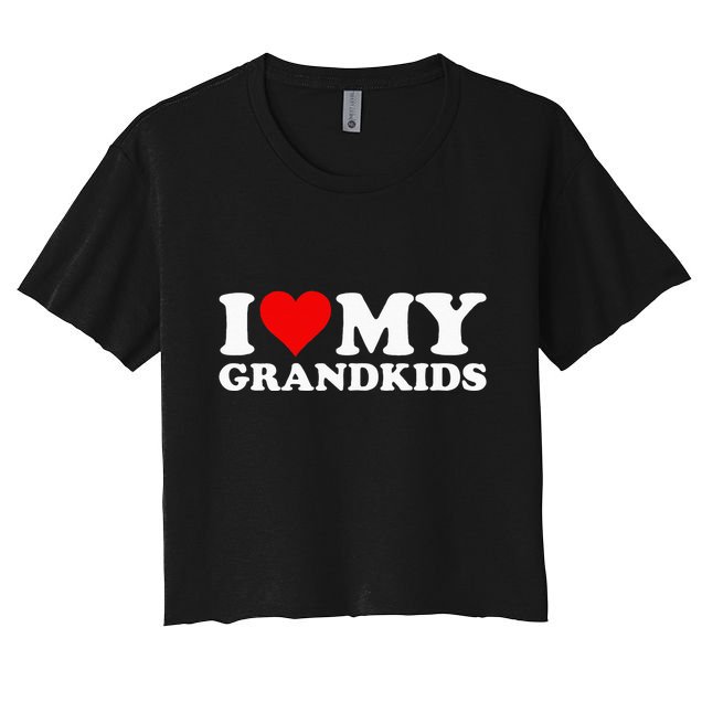 I LOVE HEART MY GRANDKIDS GRANDCHILDREN GRAND DAUGHTER SON Crop Top
