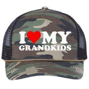 I LOVE HEART MY GRANDKIDS GRANDCHILDREN GRAND DAUGHTER SON Retro Rope Trucker Hat Cap