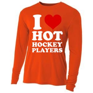 I Love Hot Hockey Players I Heart Hot Hockey Players Gift Cooling Performance Long Sleeve Crew