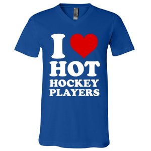 I Love Hot Hockey Players I Heart Hot Hockey Players Gift V-Neck T-Shirt