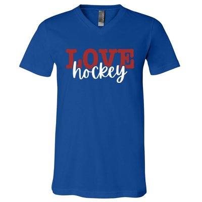 I Love Hockey Gift V-Neck T-Shirt