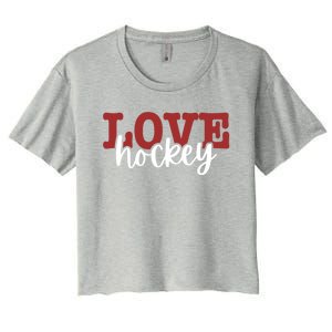 I Love Hockey Gift Women's Crop Top Tee