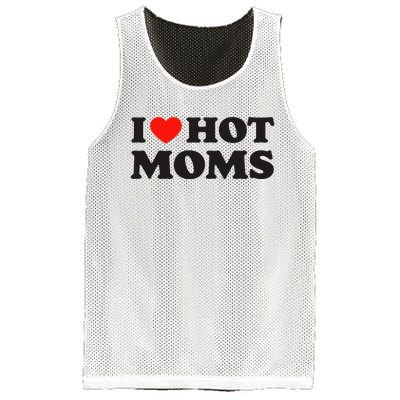 I Love Hot Moms Funny Red Heart Love Moms Mesh Reversible Basketball Jersey Tank