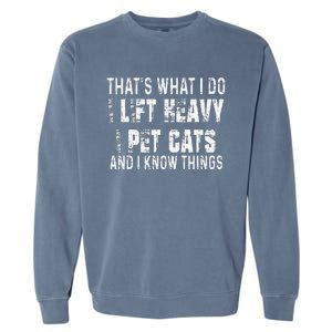 I Lift Heavy Pet Cats And Know Things Funny Gym Garment-Dyed Sweatshirt