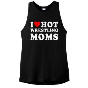 I Love Hot Wrestling Moms Cute Red Heart Love Moms Wrestler Ladies PosiCharge Tri-Blend Wicking Tank