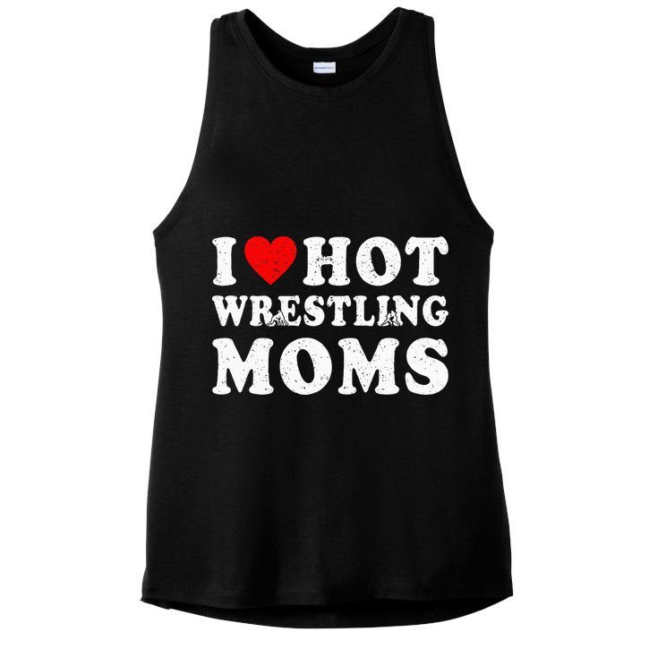 I Love Hot Wrestling Moms Cute Red Heart Love Moms Wrestler Ladies PosiCharge Tri-Blend Wicking Tank