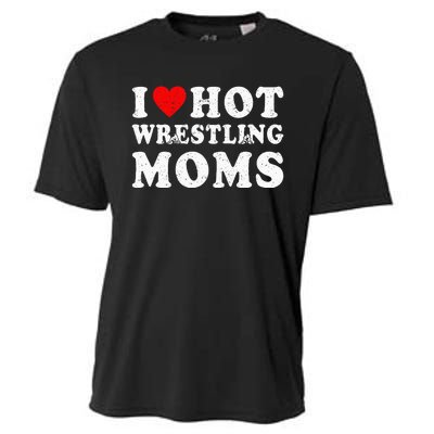 I Love Hot Wrestling Moms Cute Red Heart Love Moms Wrestler Cooling Performance Crew T-Shirt