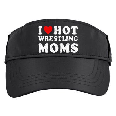 I Love Hot Wrestling Moms Cute Red Heart Love Moms Wrestler Adult Drive Performance Visor