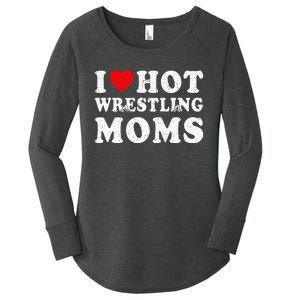 I Love Hot Wrestling Moms Cute Red Heart Love Moms Wrestler Women's Perfect Tri Tunic Long Sleeve Shirt