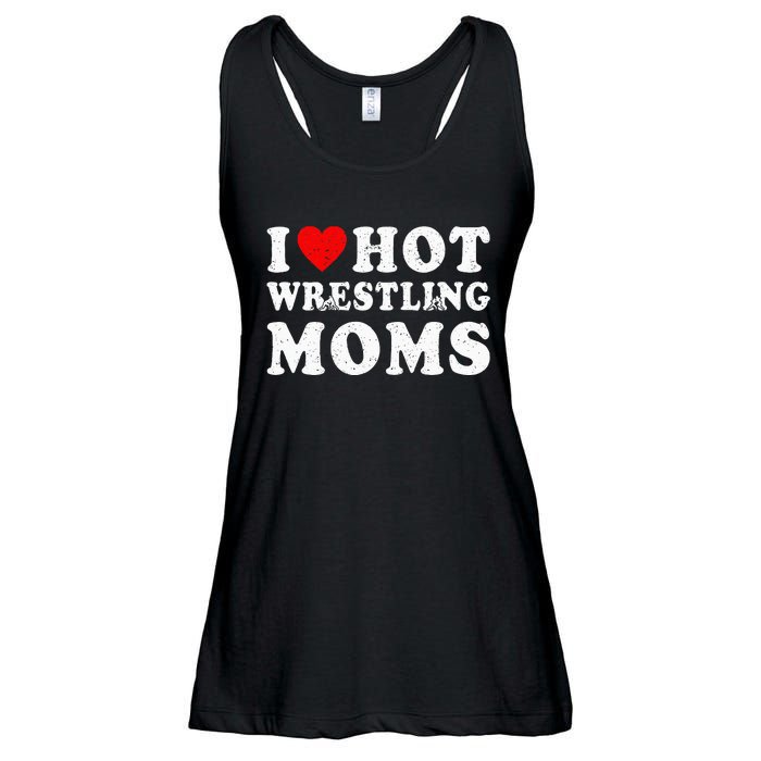 I Love Hot Wrestling Moms Cute Red Heart Love Moms Wrestler Ladies Essential Flowy Tank