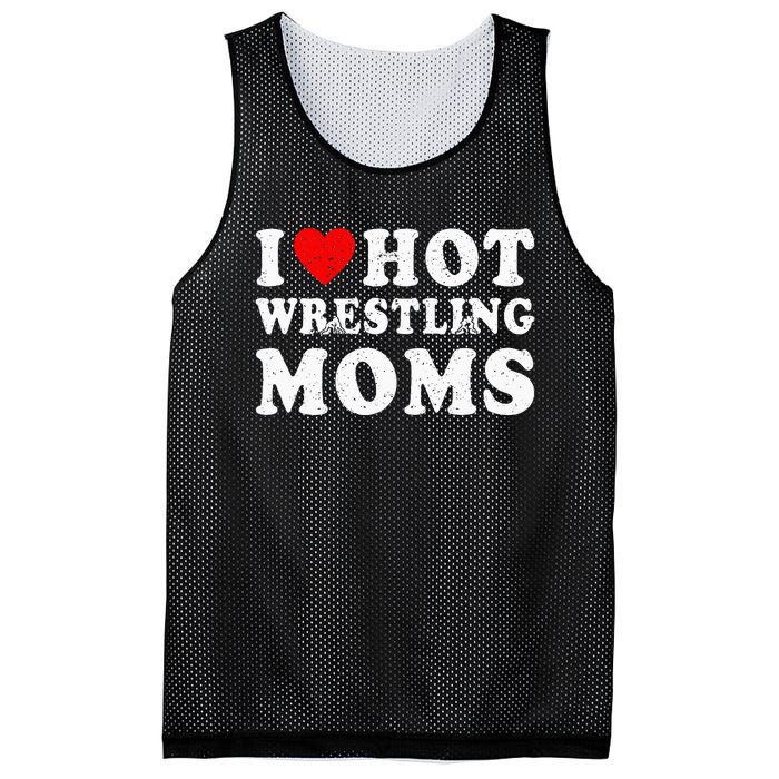 I Love Hot Wrestling Moms Cute Red Heart Love Moms Wrestler Mesh Reversible Basketball Jersey Tank