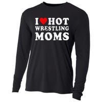 I Love Hot Wrestling Moms Cute Red Heart Love Moms Wrestler Cooling Performance Long Sleeve Crew