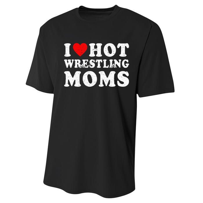 I Love Hot Wrestling Moms Cute Red Heart Love Moms Wrestler Performance Sprint T-Shirt