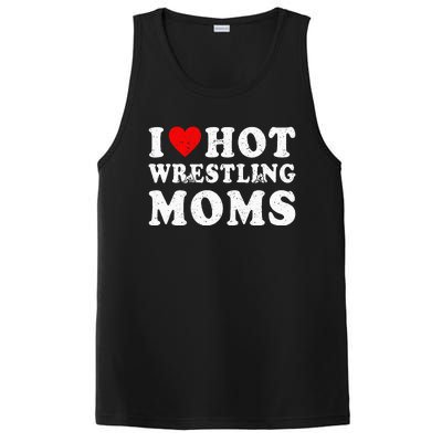 I Love Hot Wrestling Moms Cute Red Heart Love Moms Wrestler PosiCharge Competitor Tank