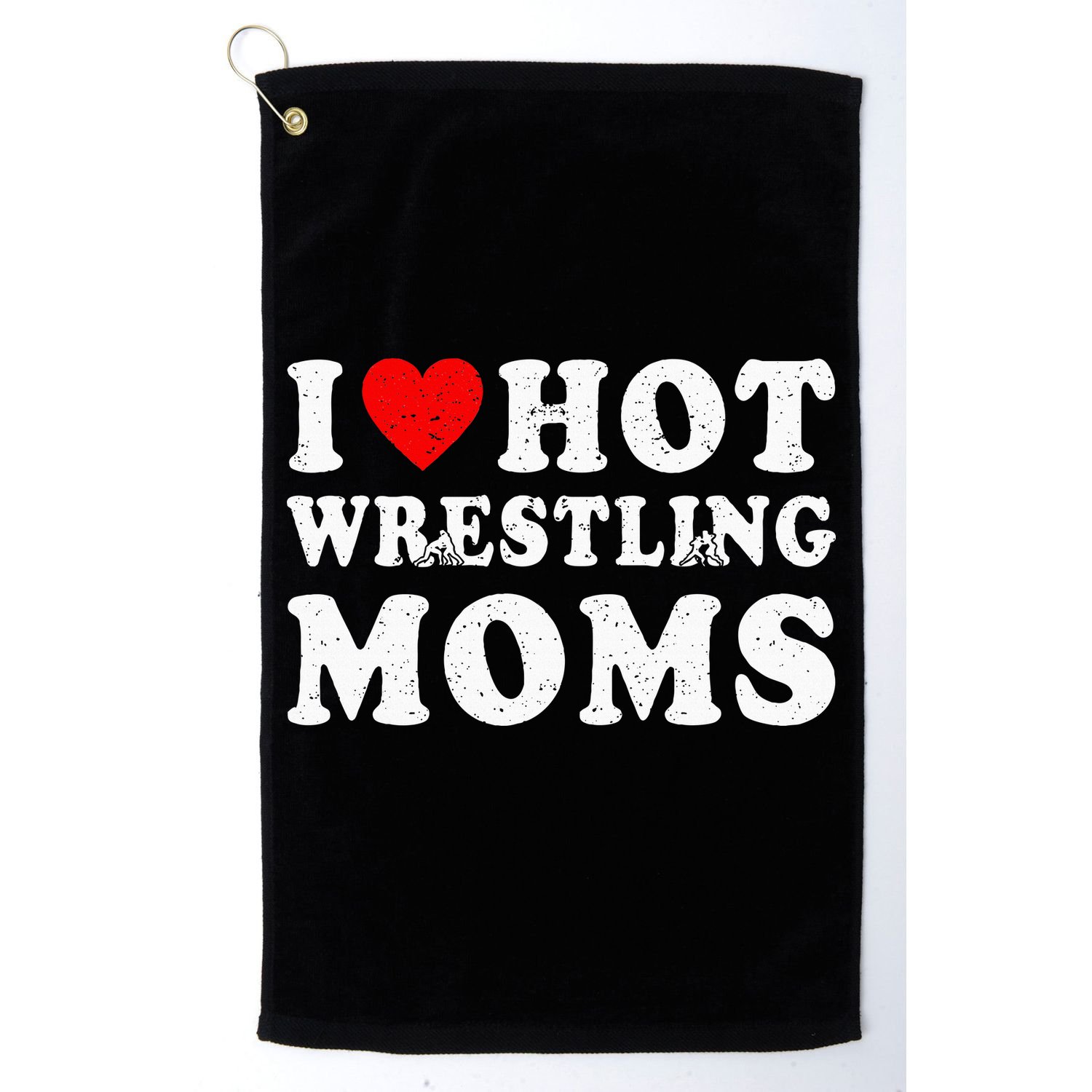 I Love Hot Wrestling Moms Cute Red Heart Love Moms Wrestler Golf Towel