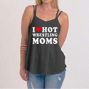 I Love Hot Wrestling Moms Cute Red Heart Love Moms Wrestler Women's Strappy Tank