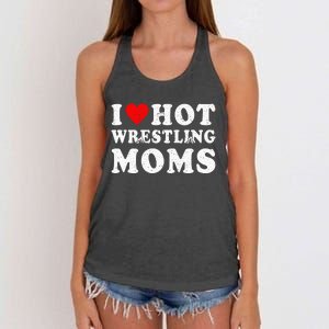 I Love Hot Wrestling Moms Cute Red Heart Love Moms Wrestler Women's Knotted Racerback Tank